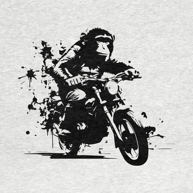 monkey riding on the motorbike by lkn